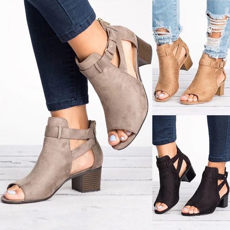 European And American Women's Back Zipper Sandals