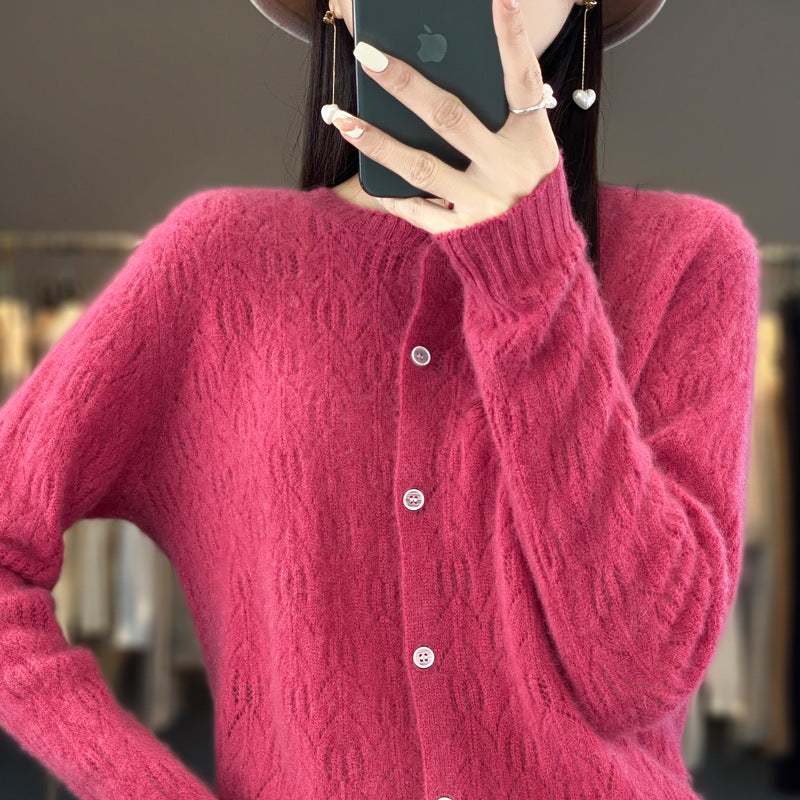 Slimming Round Neck Sweater Coat Women's Top