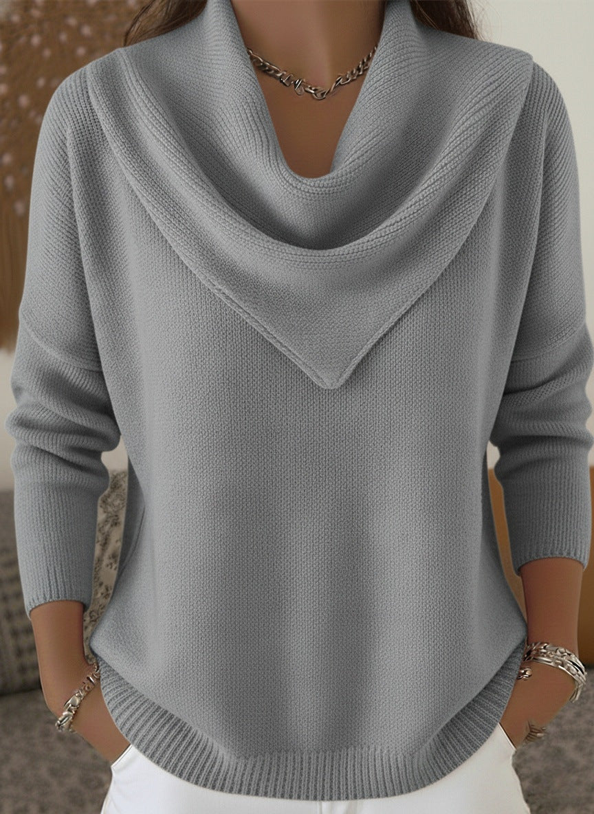 Womens Solid-color Long-sleeve Sweater Top