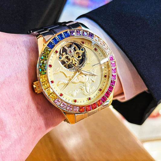 Mens Fully Automatic Mechanical Watch With A Large Flywheel