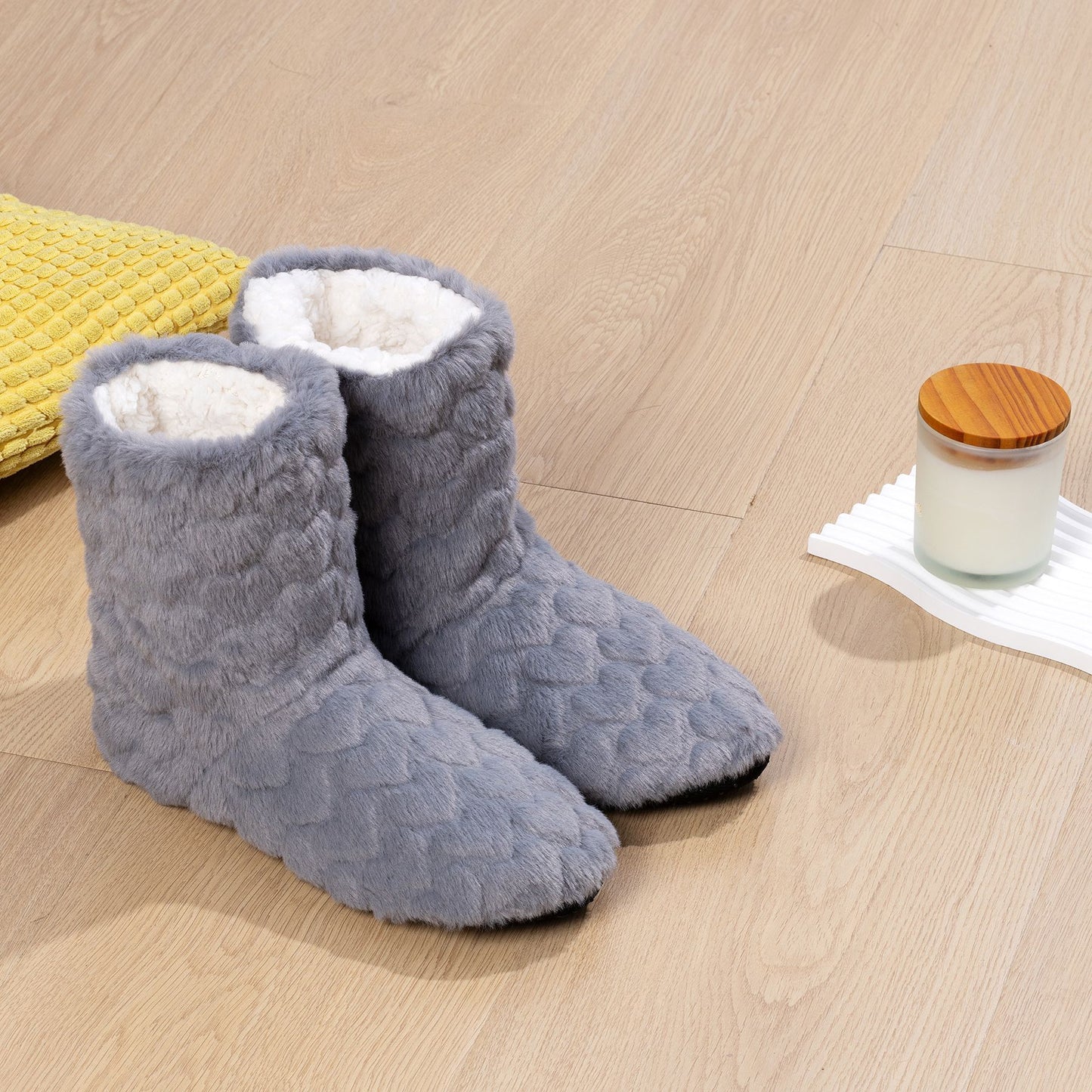 Thickened Fleece-Lined Indoor Shoes Dance High-Top Floor Boots