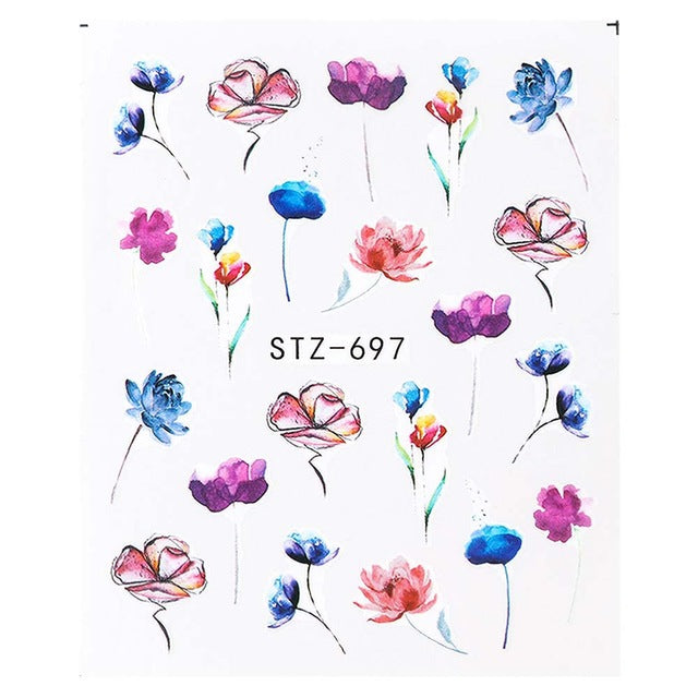 Ink Flower Series Nail Water World Stickers