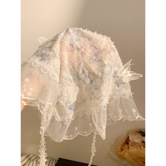 Female French Butterfly Lace Triangle Headscarf