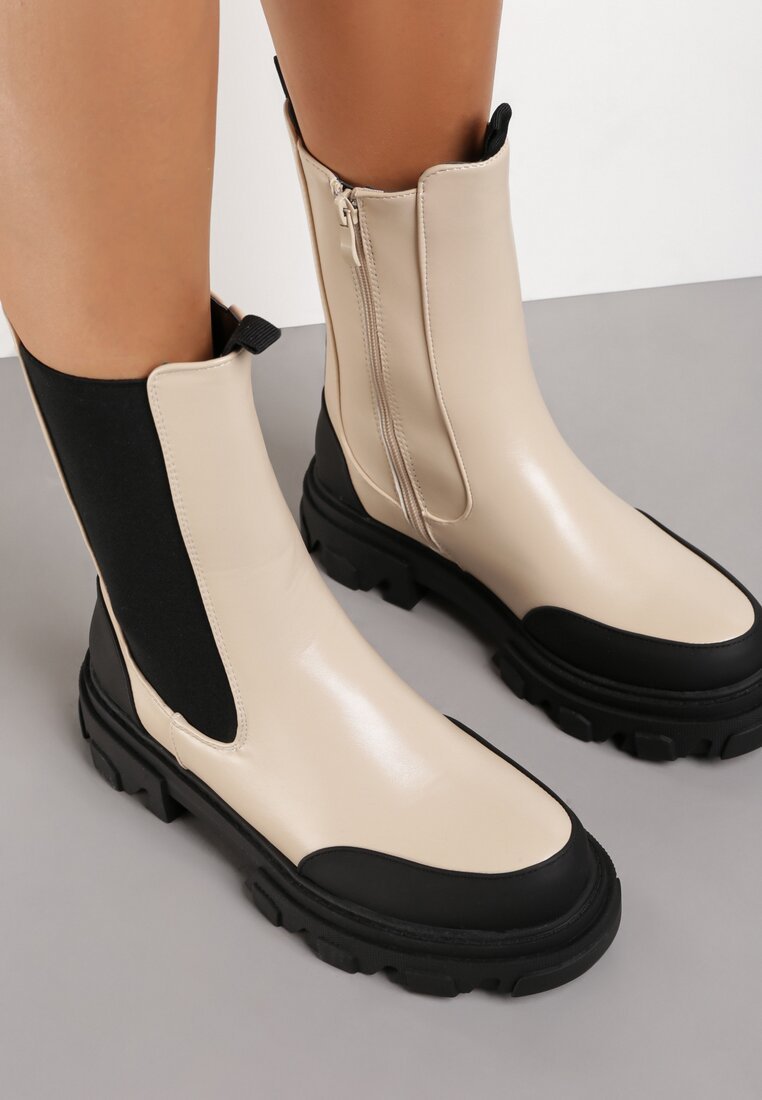 Smoke Tube Boots Stitching Thin Thin Boots Women's Short Boots Single Boots Mid-tube Thick Bottom