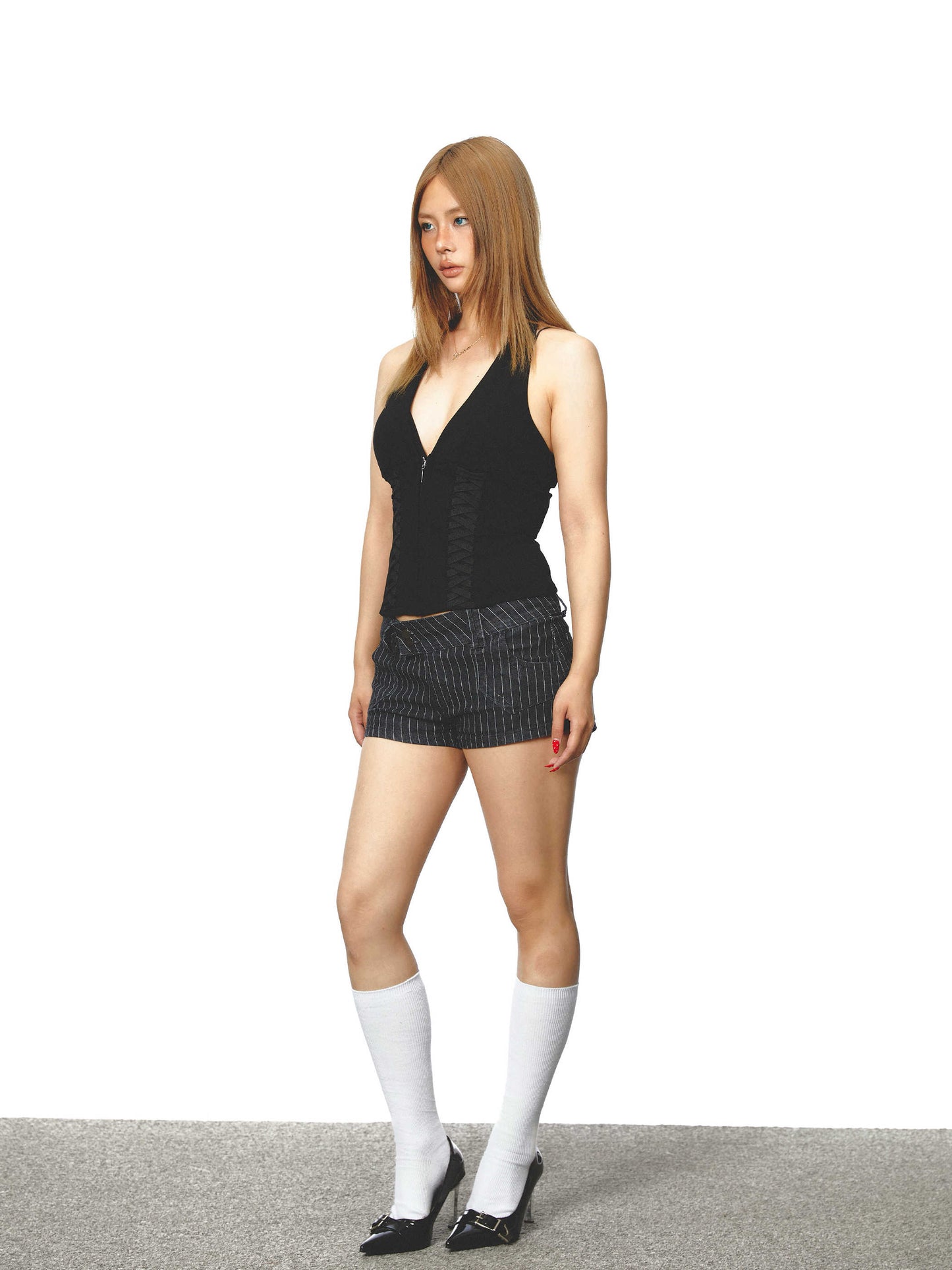 Halter Zipper Camisole Top Slim Women's Vest