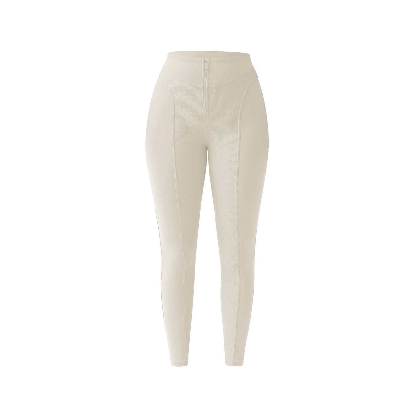 Tætsiddende, slankende tråd-tights med høj talje og lynlås til kvinder