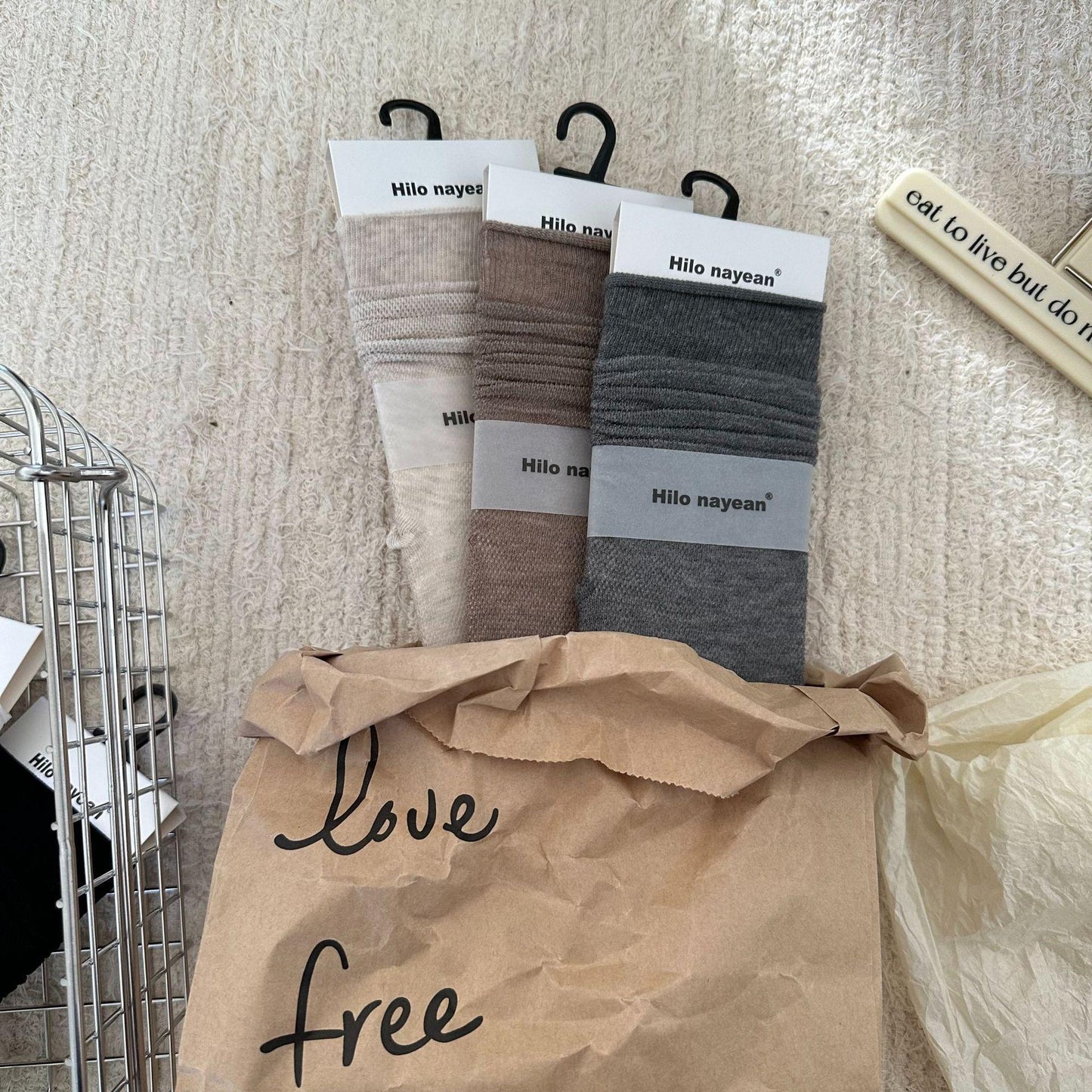 Solid Color Mesh Colorful String Mesh Hollow Out Mid-calf Length Loose Socks
