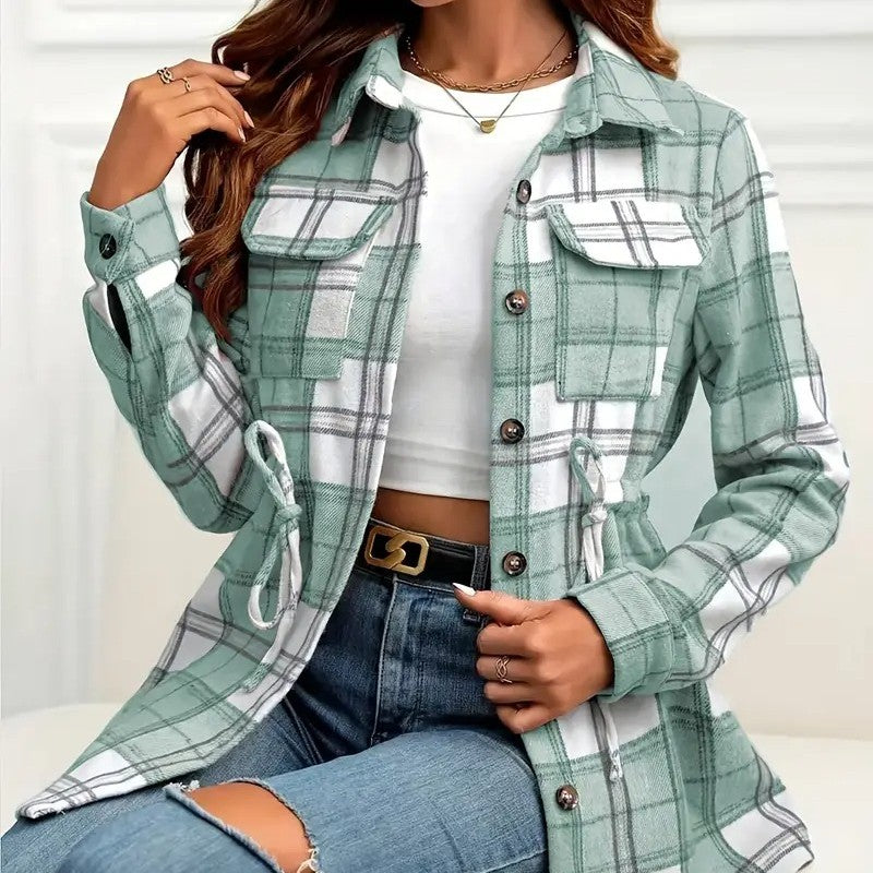 Women'S Casual Plaid Flannel Shirt - Long Sleeve