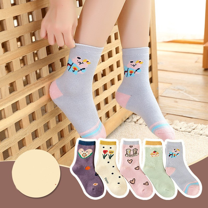 Children's Socks Combed Cotton Students Boneless Middle Tube