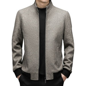Mock Neck Zipper Casual Men's Warm Jacket