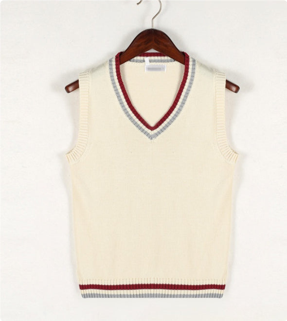Sweater Vest Men Plus Velvet V-Neck Striped Plus Size 5Xl Oversized Couple College Style Vest Ulzzang