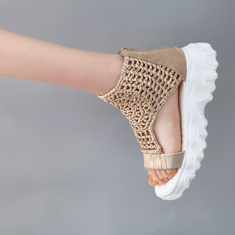 Knitted Wool Sandals Women's Thick Sole Casual