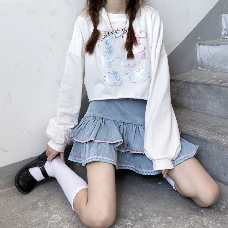 Cowboy Cake Short Skirt Sweet Girl Cute High Waist