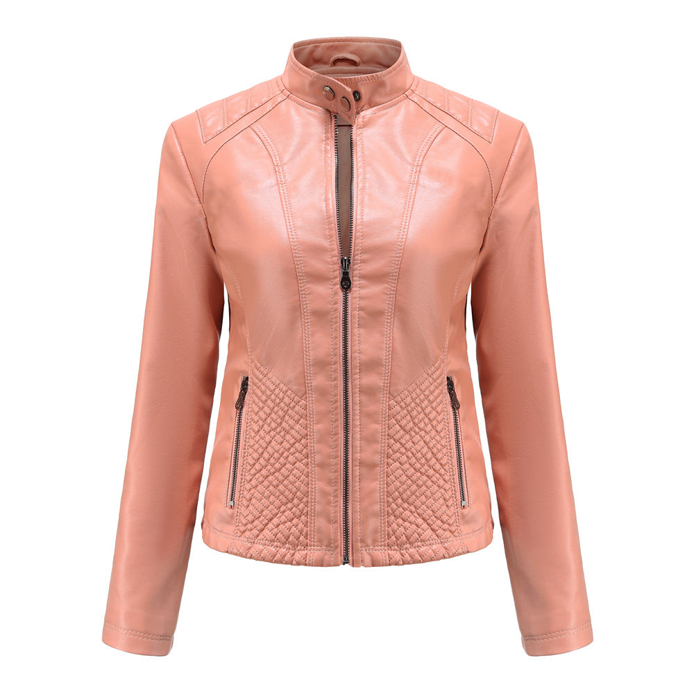 Autumn And Winter Casual Leather  Coat Long-sleeved Motorcycle Jacket