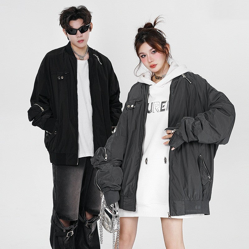 Multi-zipper Couple Workwear Jacket