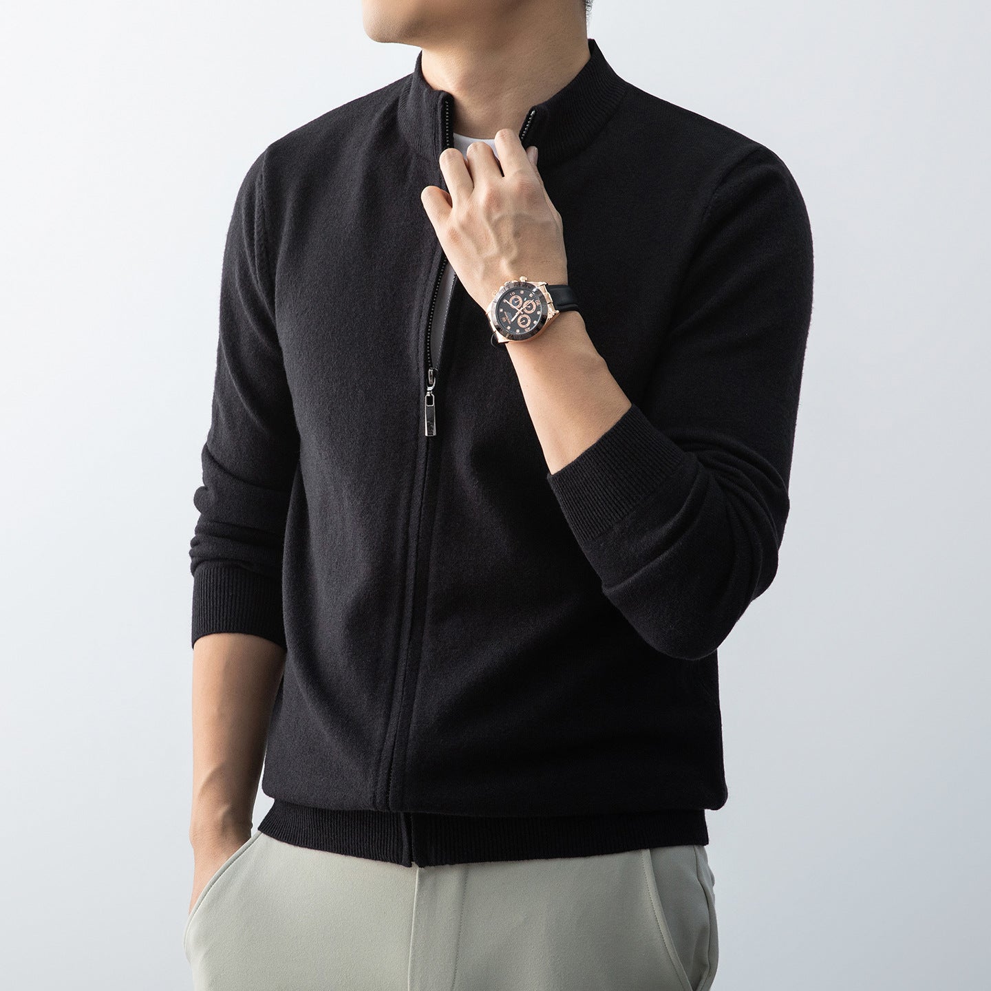 Commute Leisure New Men's Stand Collar Simple Outdoor Sweater