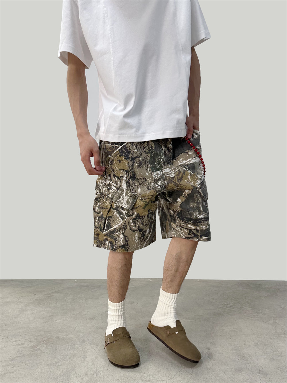 Washed Old Branches Camouflage Shorts Multi-pocket Cargo Pants