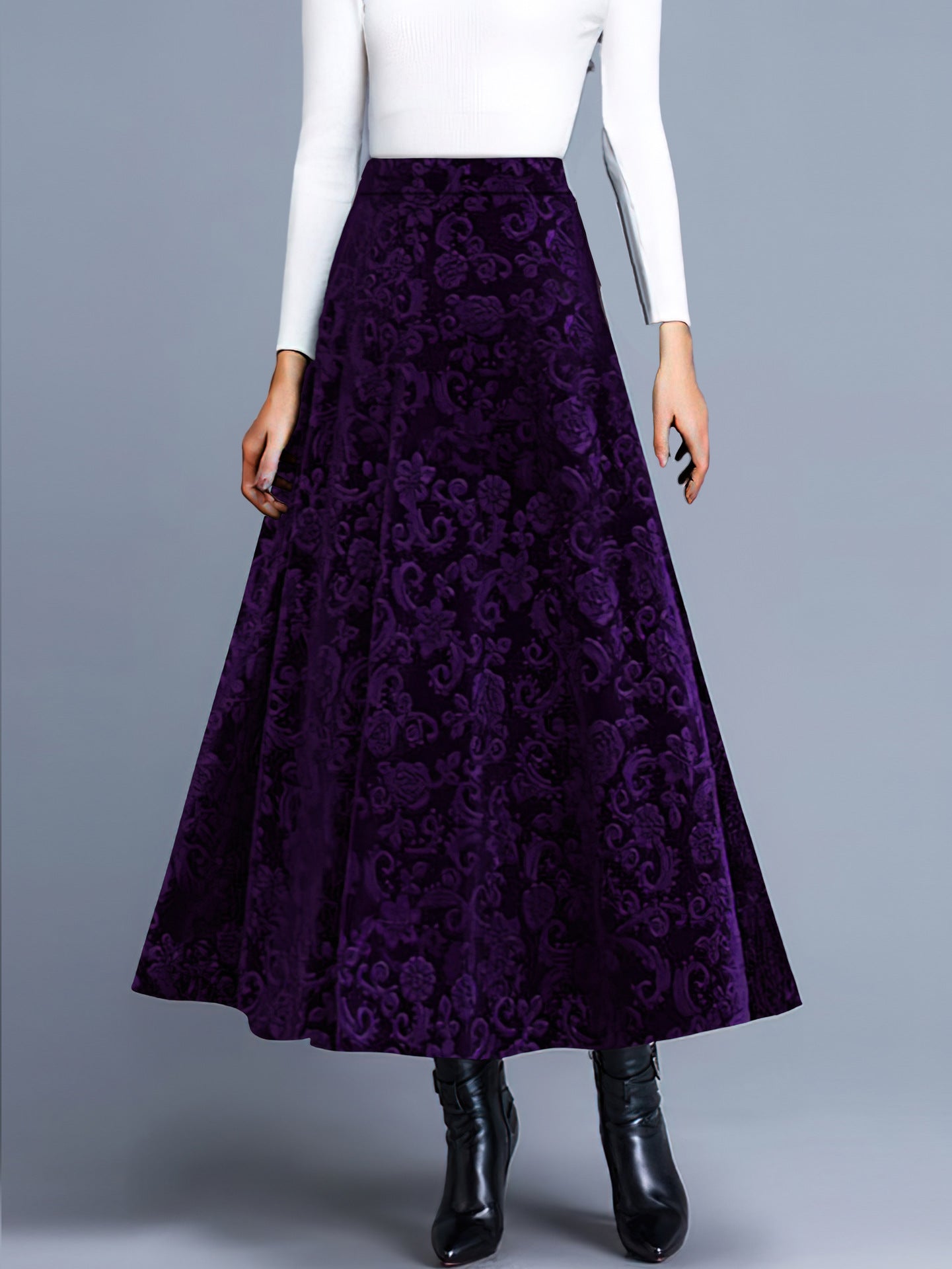 Spring And Autumn New Sexy European And American Simple Velvet Print Skirt Women