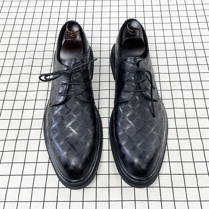 Men's Korean Style Black Leather Shoes  Business Formal Suit