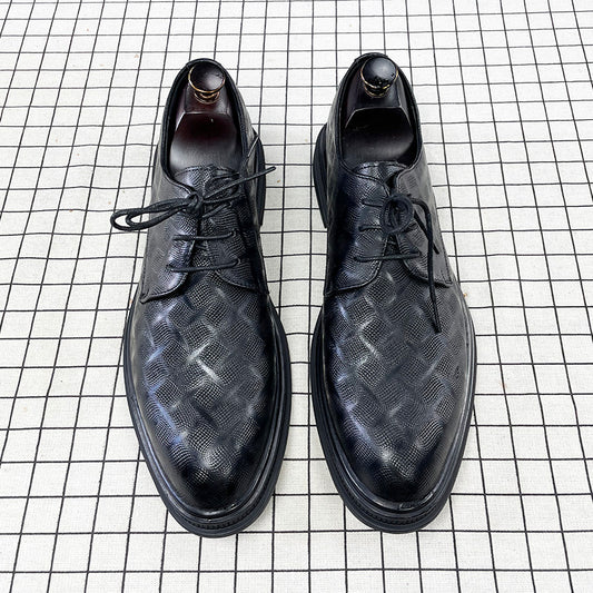Men's Korean Style Black Leather Shoes  Business Formal Suit