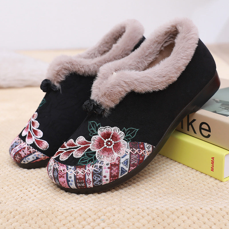 Women's Cotton-padded Shoes Fleece-lined Thickened Middle-aged And Elderly