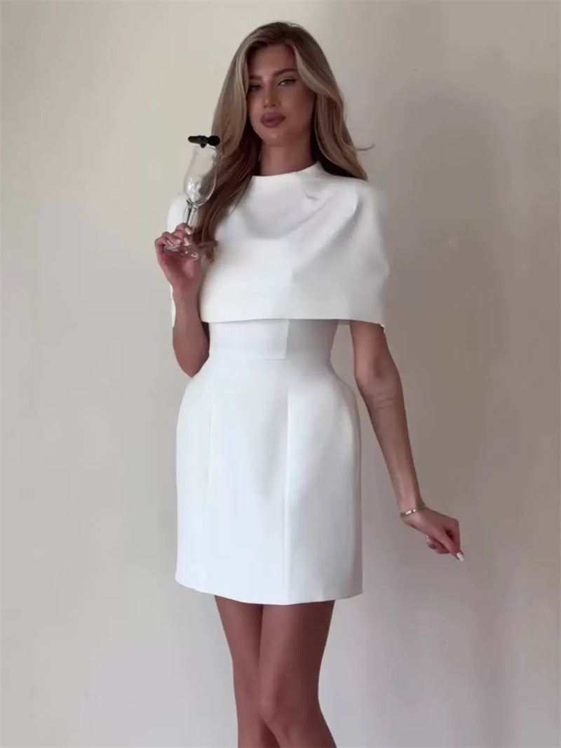 Sleeveless Square-neck Pullover Dress With A Shawl Neckline