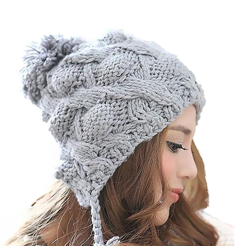 Women's Knitted Pineapple Flower Ear Protection Wool Hat