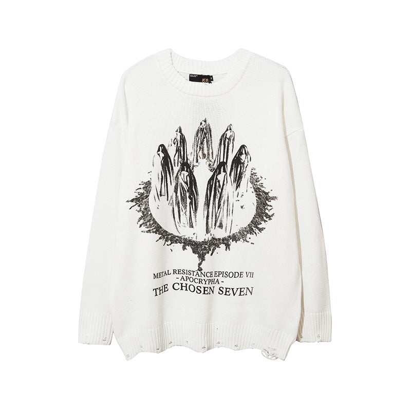 Letter Jacquard Knitted Sweater For Men And Women