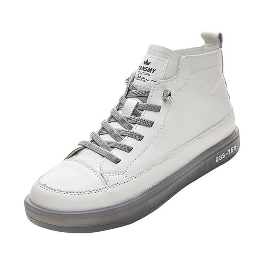 Leather High-top Shoes Women's First Layer Cowhide Spring And Autumn New