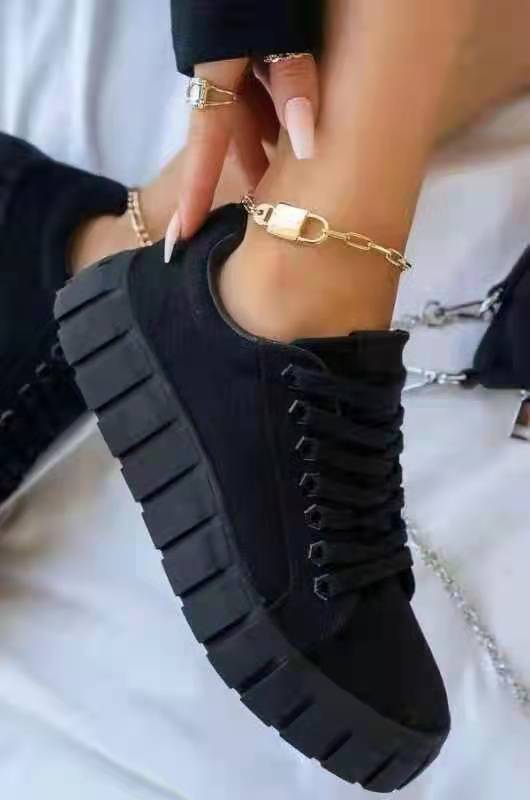 European And American New Round Toe Thick Sole Shoes Women