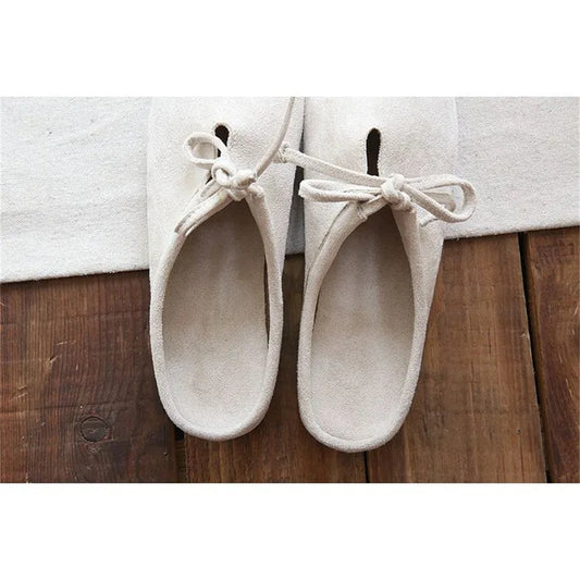Retro Velvet Loafer With Flat Bottom And Half Slippers