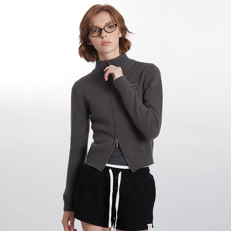Short Hot Girl Letter Embroidery Solid Color Fashion Brand Sweater
