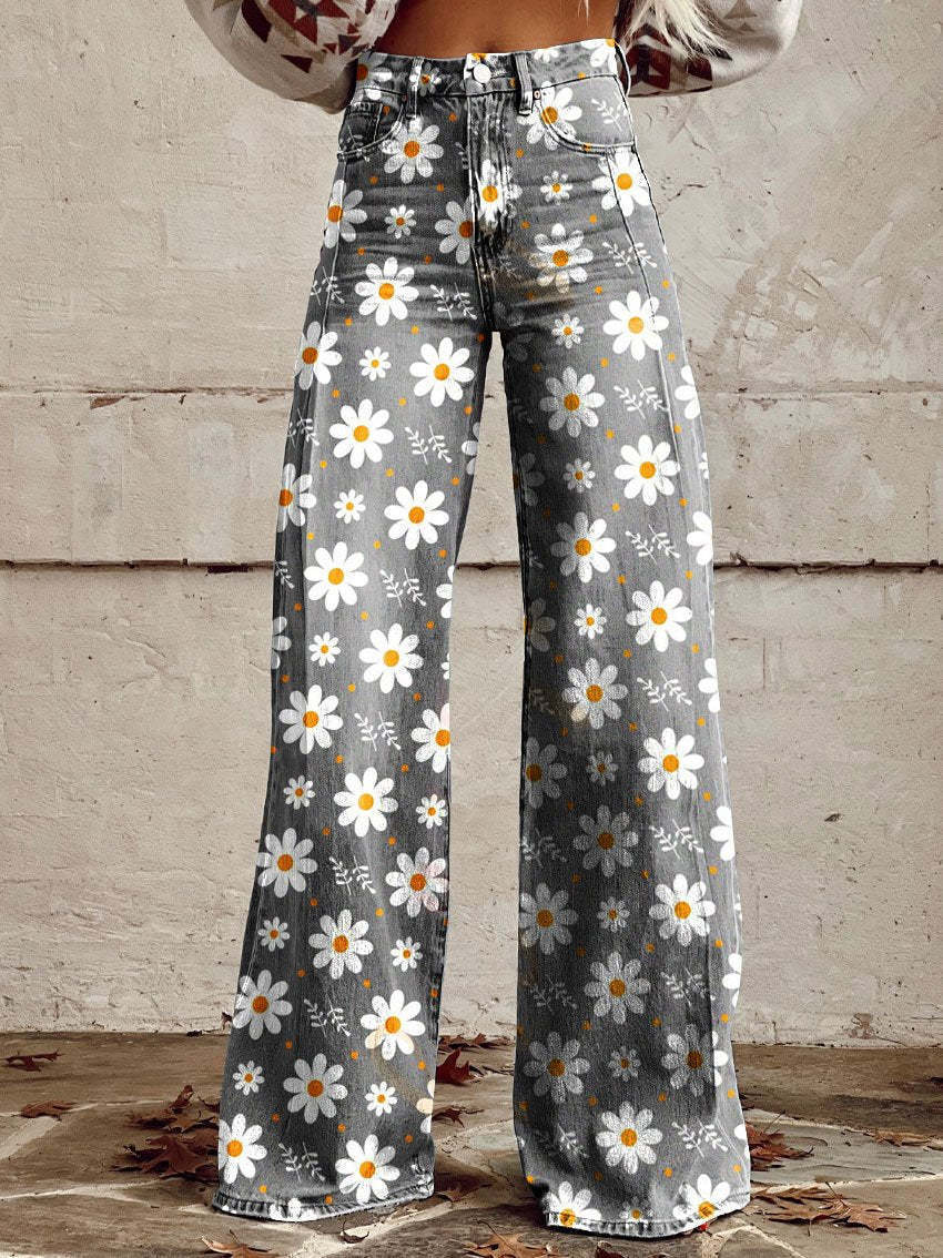 Plus-size Womens Casual Pants Lightweight Denim-look