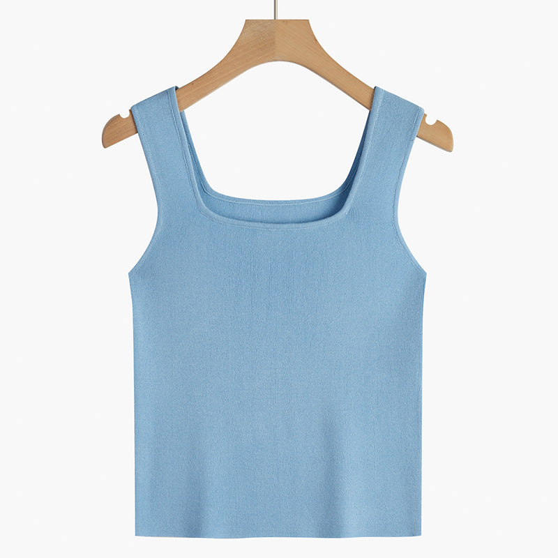 Square Neck Camisole Women's Suit With Sleeveless Short Top