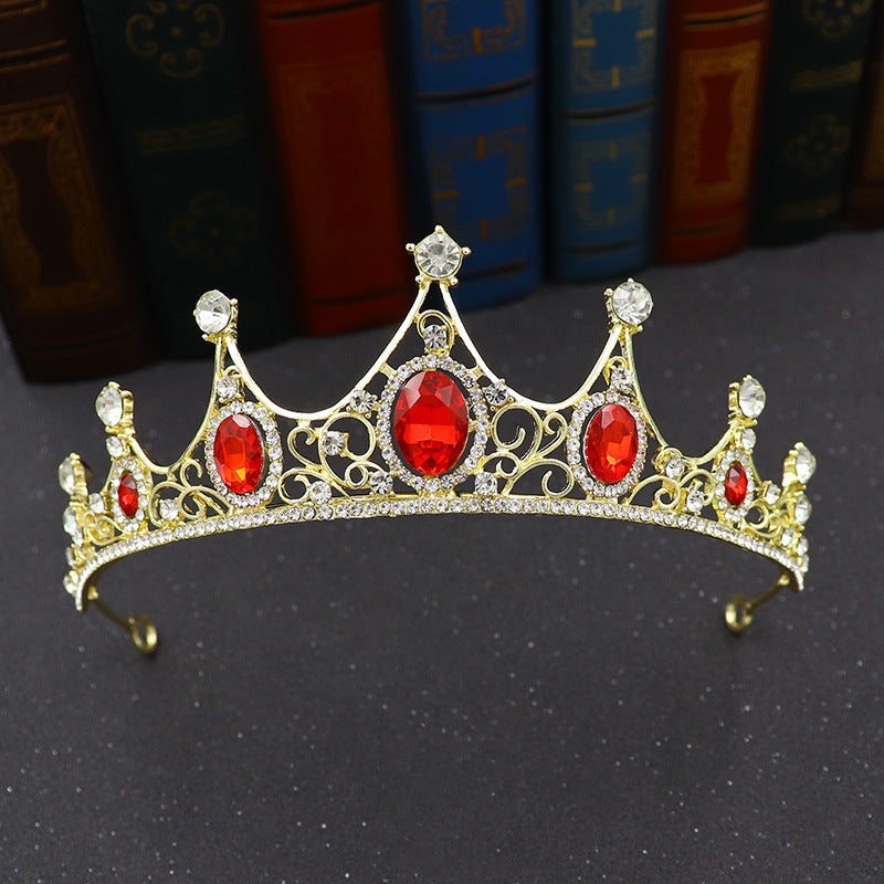 Vintage Baroque Alloy Green Diamond Small Crown