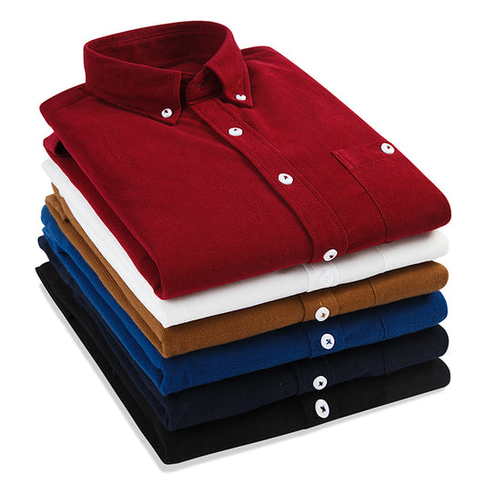 Men's Business Slim Solid Color Shirt In Spring