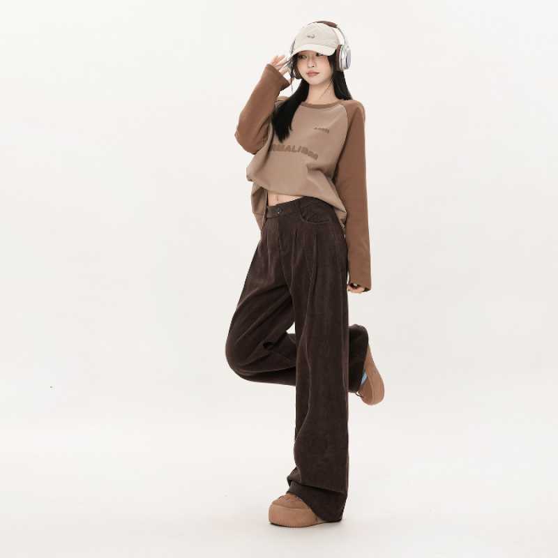 Autumn And Winter College Style Straight-leg Pants Corduroy Wide-leg Pants