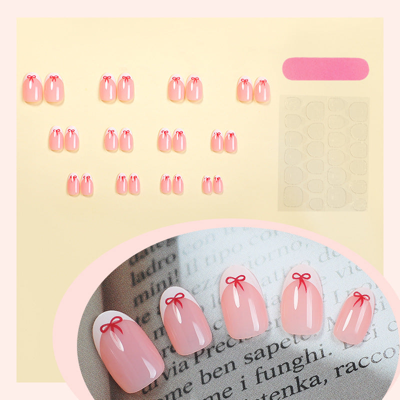 Women's Fashion Bowknot French Manicure