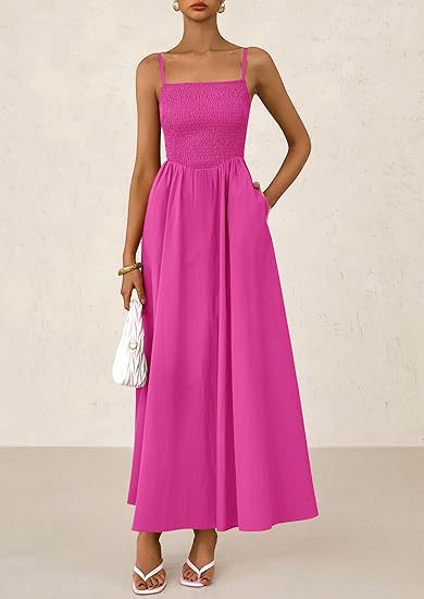 Ruched Tank Top With Thin Straps And A Pocketed Dress