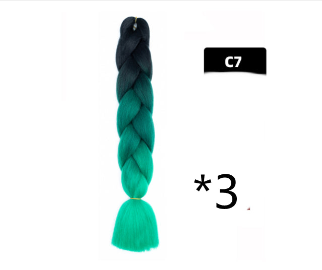 Color Big Braid African Chemical Fiber High Temperature Silk Wig Gradient