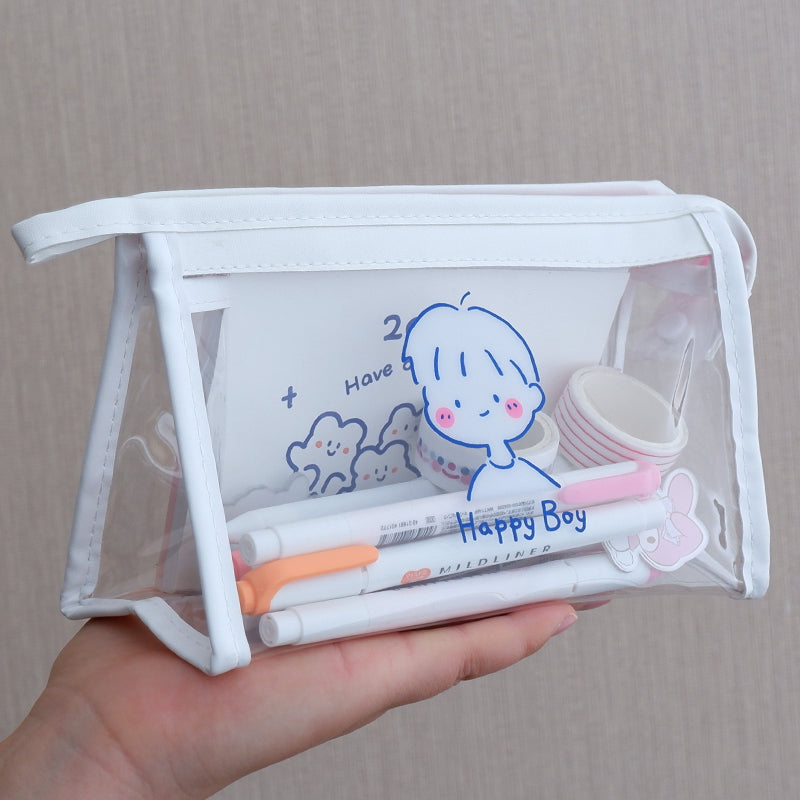 Girls Simple Japanese Large-capacity Storage Bag Transparent Pencil Case