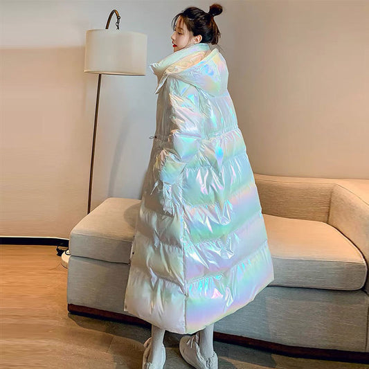 Bright Color Hooded Knee Length Cotton Padded Jacket