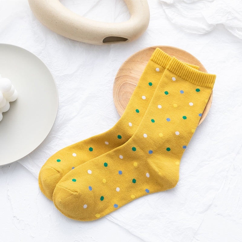 Japanese Color Wavelet Dot Cotton Mixed Women's Socks