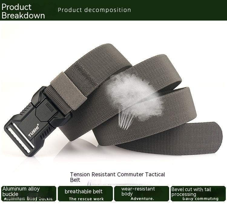 Tactical Aluminum Alloy Release Buckle Training Elastic Nylon Waistband