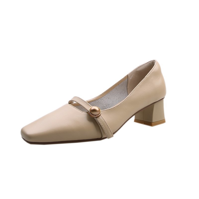 Korean Style Shallow Mouth One Word Buckle Fashion Single Shoes Casual Shoes
