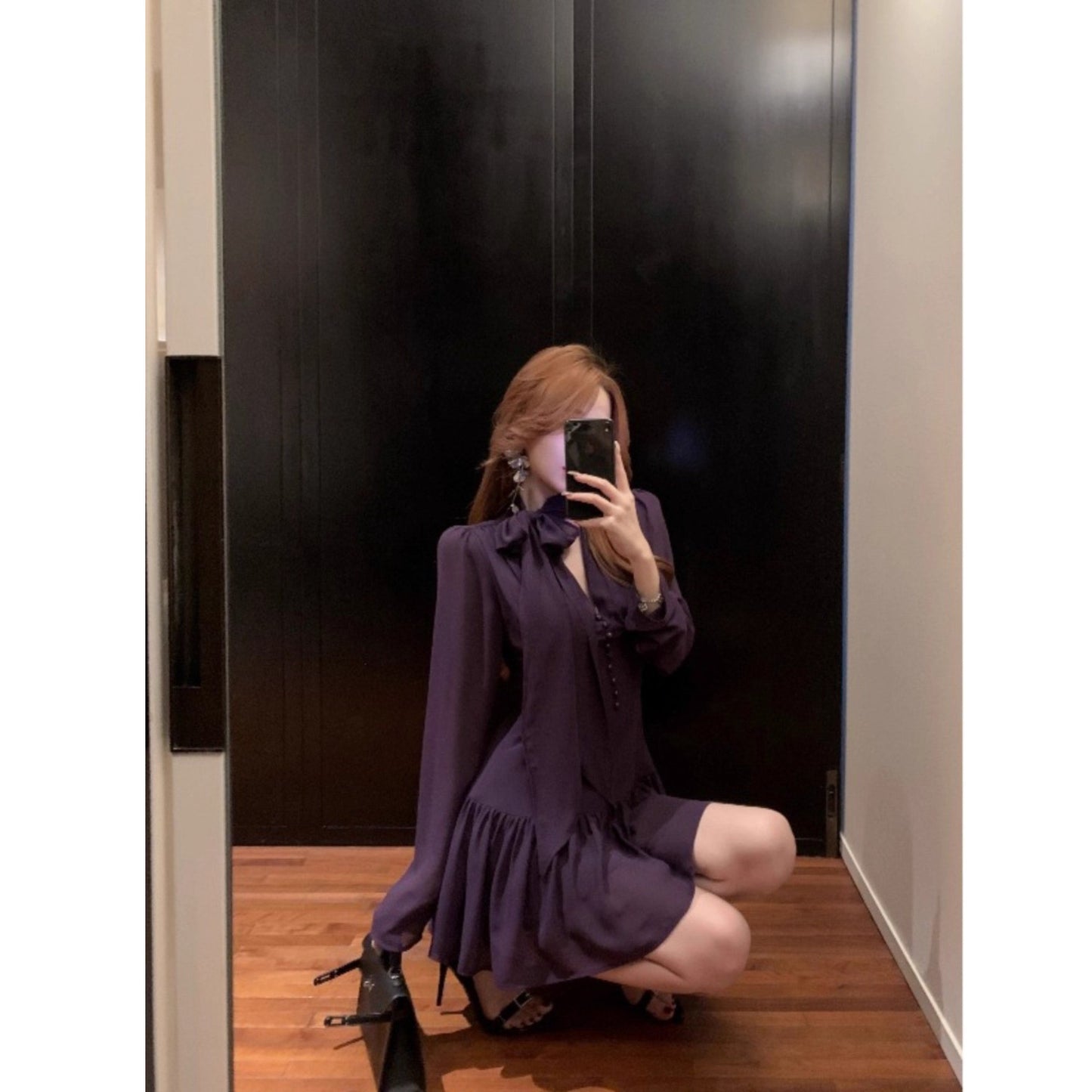 Trendy Waist-cinched Purple Halter Dress For Women