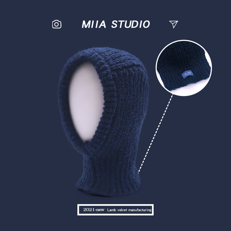 Women's Cold Proof Face Covering Wool Pullover Hat