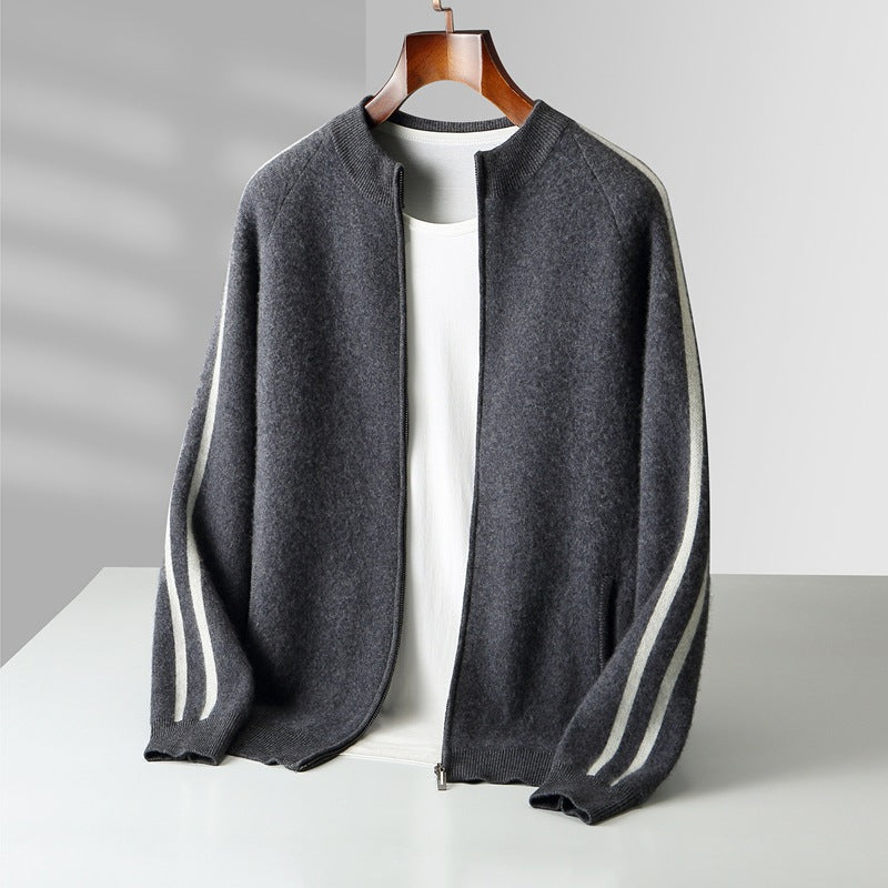 Moderigtig All-match Casual Ulden Sweater Fire Flade Luftlag Tykkere Halv Rullekrave Ren Uld Cardigan