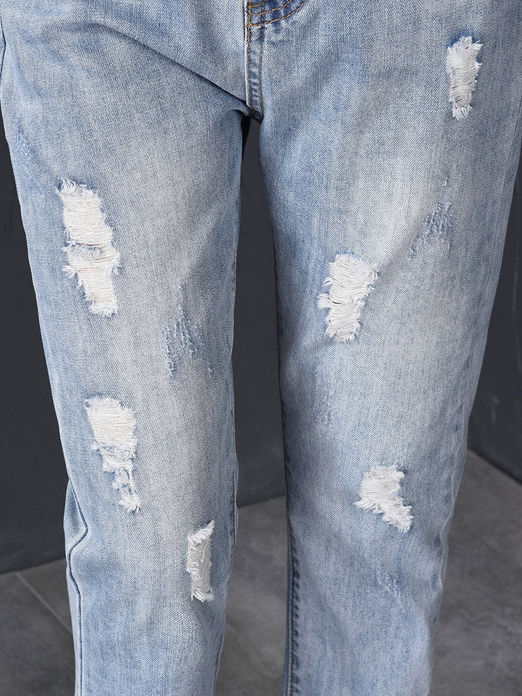 Ripped Jeans High-waisted Nine-point Harlan Straight-leg Pants