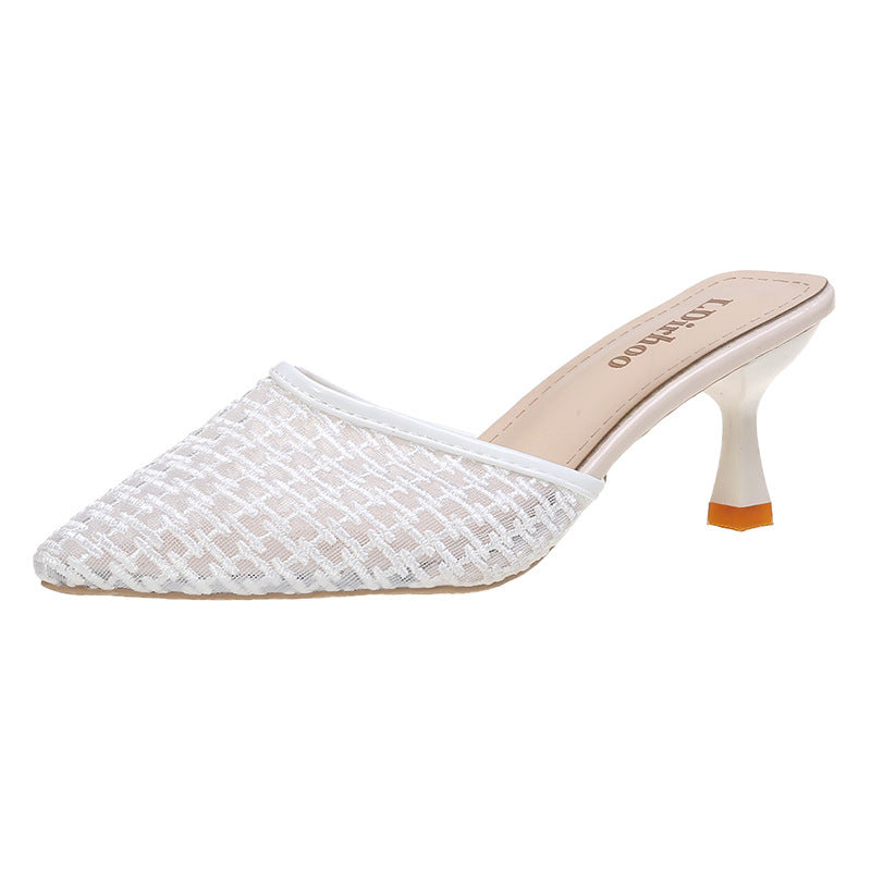 Fashion Vintage Ladies Mesh High Heel Sandals